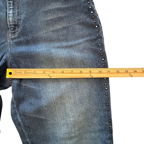 Lauren Jeans Co Ralph Lauren Womens Studded Flare Denim Jeans Size 14 (36x28) - Picture 10 of 13